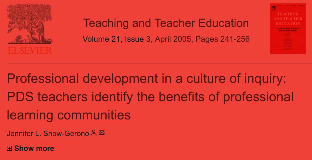 Professional development in a culture of inquiry: PDS teachers identify the benefits of professional learning communities – ScienceDirect