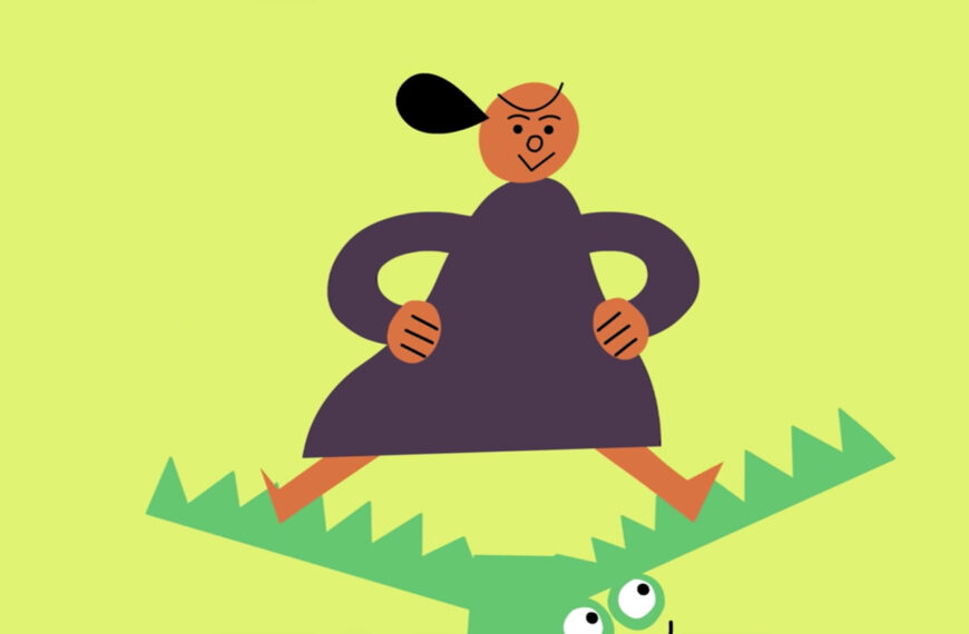 Illustration of someone standing over an open alligator mouth.