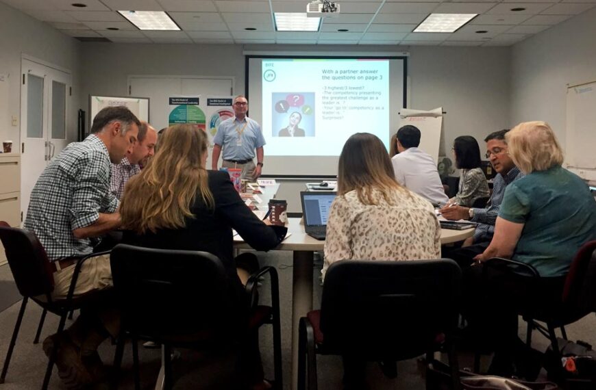 Mike Walters stands and delivers at the front of the class.