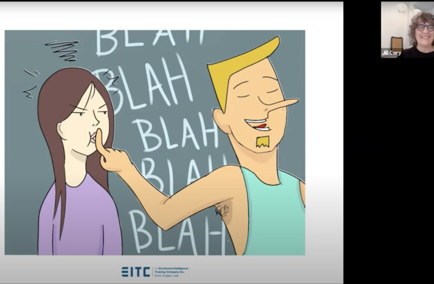 The bystander effect: a dude in the workplace is talking over a woman.