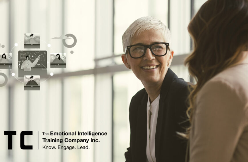 Colleagues sit down in a well lit, and well ventilated area, to debrief the EQ-i 2.0 results and do some assertiveness coaching.