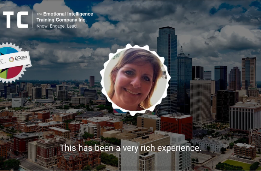 A screenshot of a video with Melanie Florsheim's headshot in the centre against a darkened background of a cityscape. The EITC logos are in the left corner.
