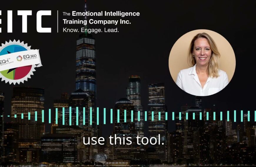 Kirsten Johnson's profile photo floats overtop of a background city scape of New York City with the EITC logo in the top left corner and a horizontal wave form of her voice across the bottom third of the image.